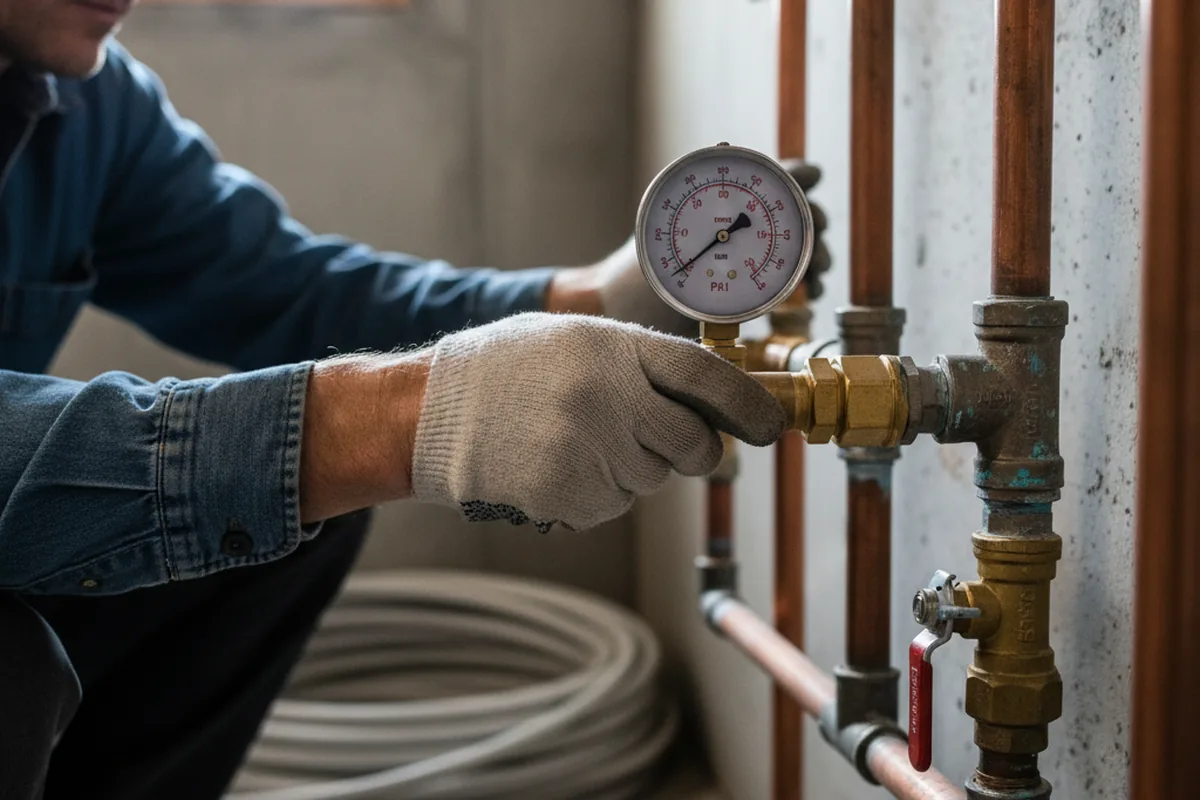 Pressure testing a repaired line during Water Line Repair in Wewoka